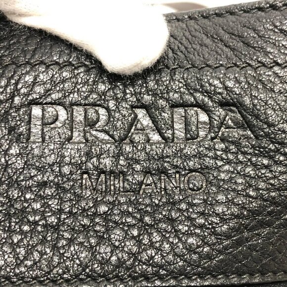 PRADA VA0802 Front pocket Bag Shoulder Bag Leather Black - Picture 2 of 16